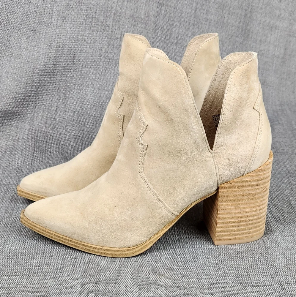 Steve Madden Chaya Block Heeled Western Leather Bootie. - Picture 3 of 13